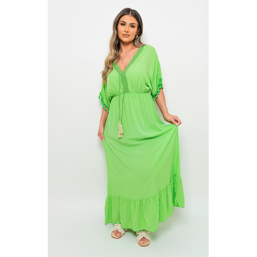 Emily V-Neck Rope Tassel Detail Maxi Dress