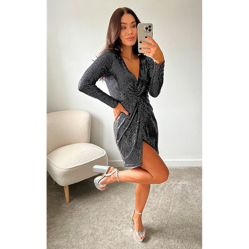 Sequin Wrap Front Dress