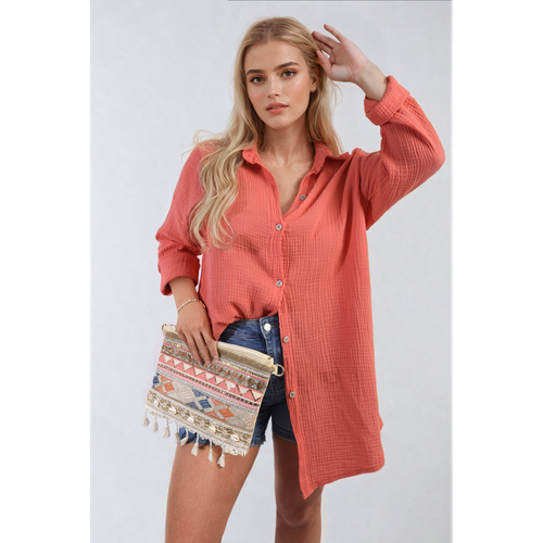 Clemmie Button Down Long Sleeve Oversized Shirt