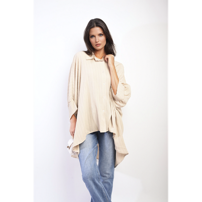 Angela Oversized Long Sleeve Button Front Top