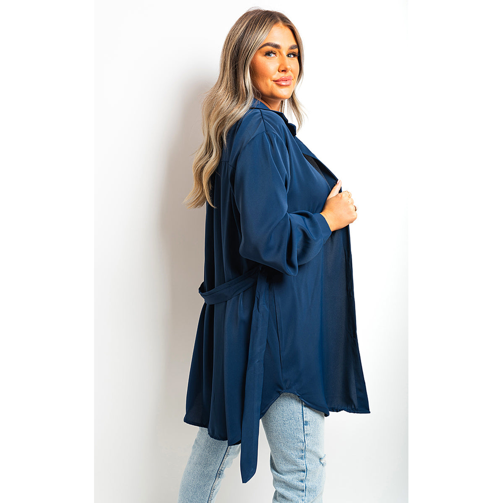 Clarissa Oversized Button Front Belted Top