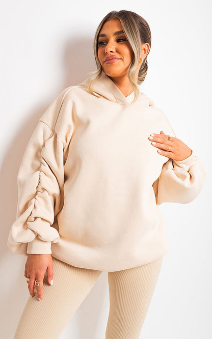 Molly Fall Winter Oversized Ruched Sleeves Hoodie