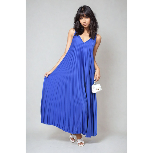 Pleated Strappy Maxi Dress