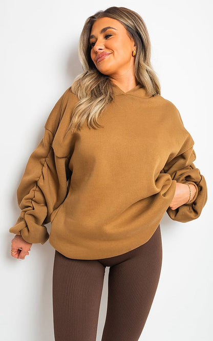 Molly Fall Winter Oversized Ruched Sleeves Hoodie