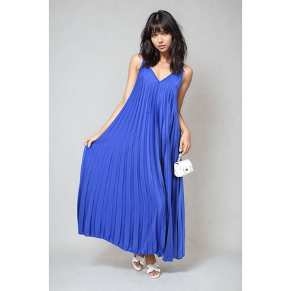 Pleated Strappy Maxi Dress