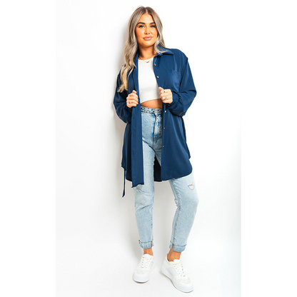 Clarissa Oversized Button Front Belted Top