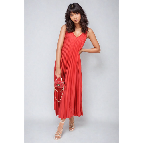 Pleated Strappy Maxi Dress