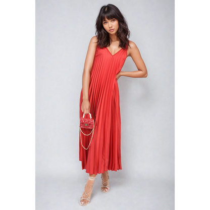 Pleated Strappy Maxi Dress