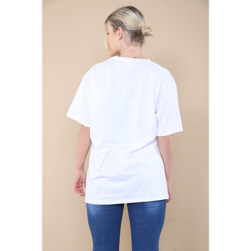 Oversized Sequin Eye Printed Short Sleeves T Shirt Top