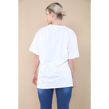 Oversized Sequin Eye Printed Short Sleeves T Shirt Top