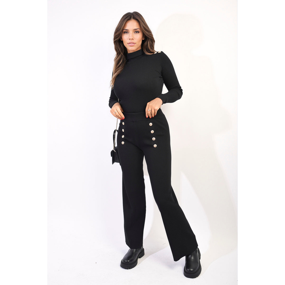 Diana Knitted High Neck Long Sleeve Top & Wide Leg Trouser Co-ord Set