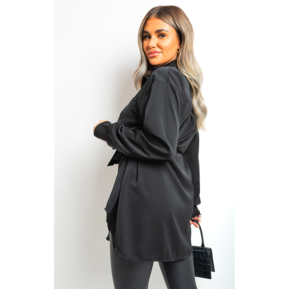 Clarissa Oversized Button Front Belted Top