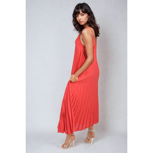 Pleated Strappy Maxi Dress