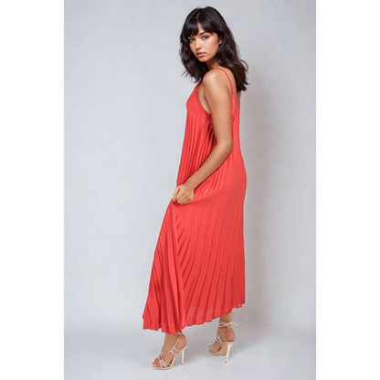 Pleated Strappy Maxi Dress